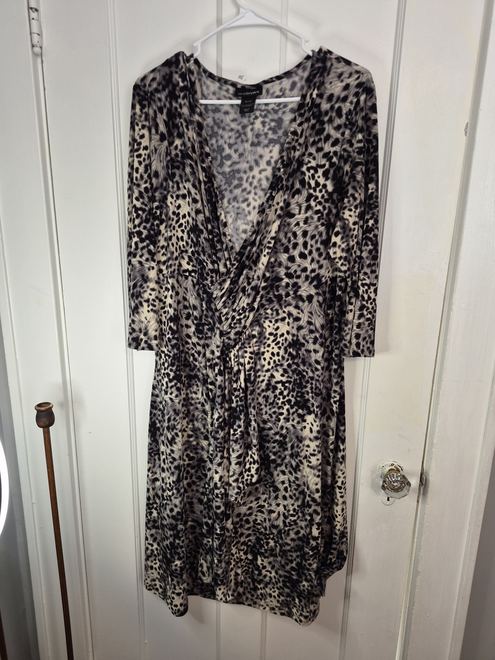 Lane Bryant Black & Cream Animal-Print Long Sleeve Dress